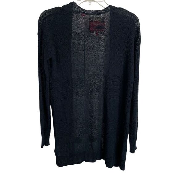 Superdry Womens Cardigan 2XS Navy Blue Fine Knit Open Front Twee Dark Anime - Picture 2 of 6